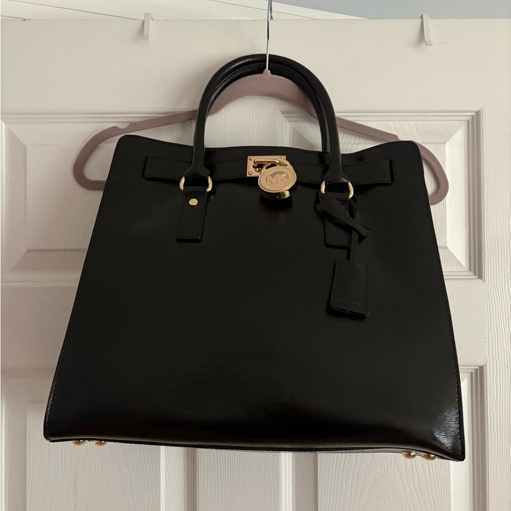 Michael Kors Black Satchel with Gold Accents